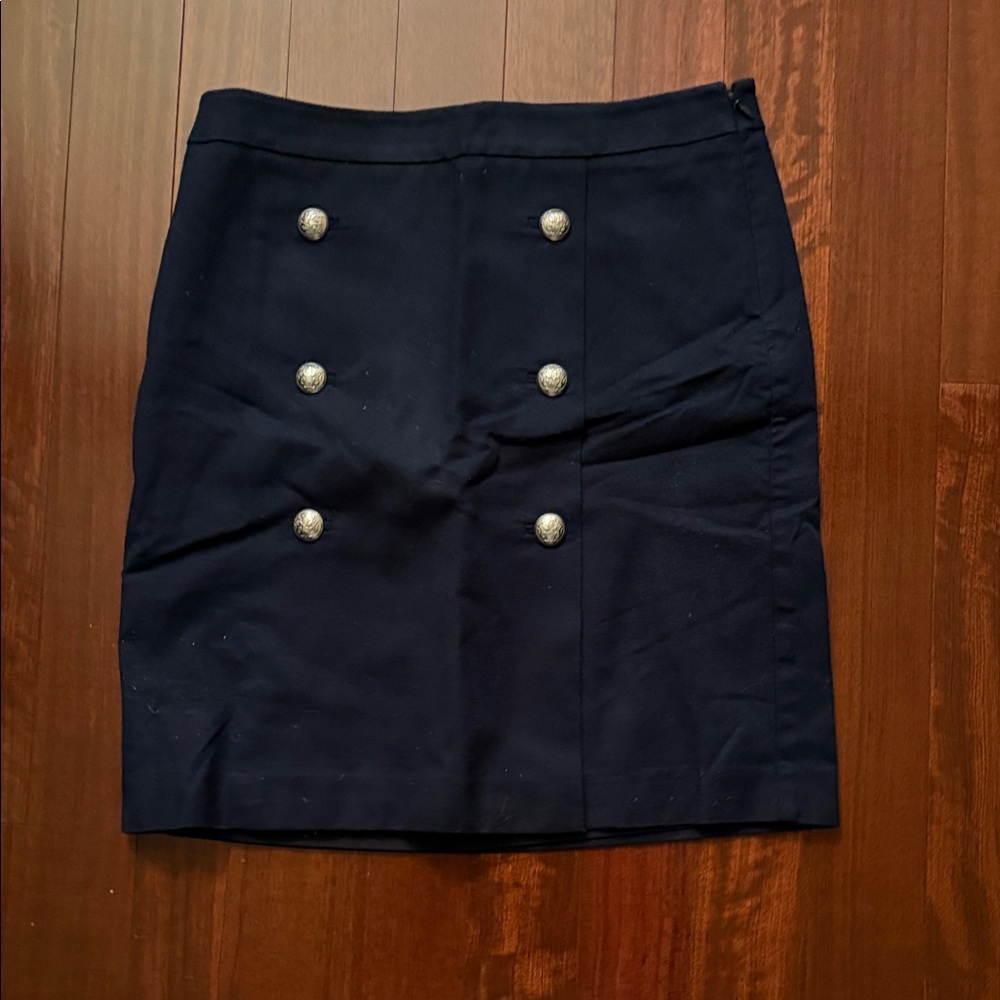 Talbots Dark Blue Skirt with Silver Buttons